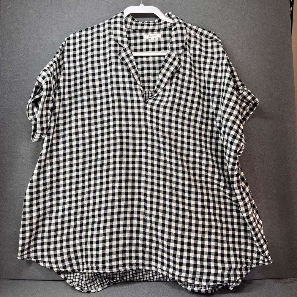 Madewell Black and White Checkered Blouse